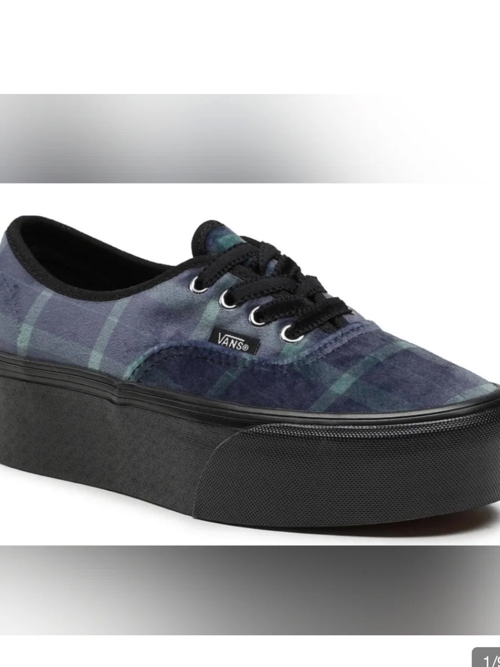 Vans Stackform Velvet Plaid Lace-Up Sneaker - Black/Blue